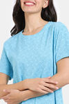 Zivame Pixel Play Knit Cotton Knee Length Nightdress - Blue Radiance — thumbnail 5